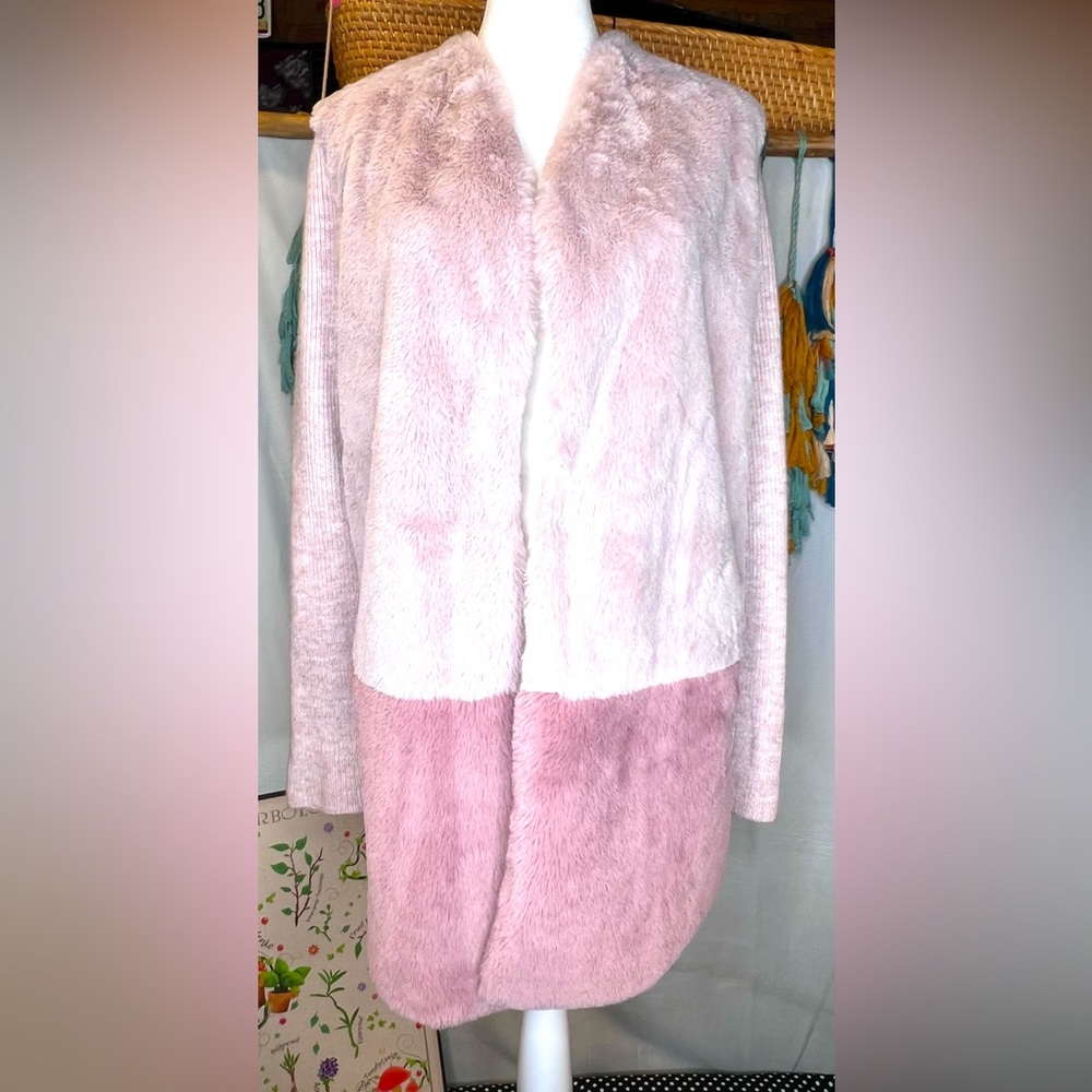 Peyton Promise Acrylic Faux Fur Cardigan Sweater Size Medium